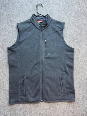 Ascend Men's Navy Blue Sweater Fleece Full Zip Outdoor Vest Pockets Size L